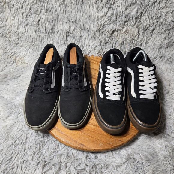 2 Pairs Of Vans Old School Skate Casual And Pro Men Size 9 Black/Grey/White Shoe - Picture 12 of 16